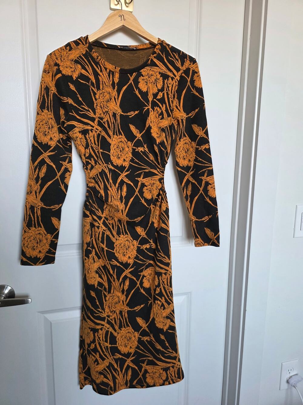 Zara Orange and Black Sweater Dress with Side Cut out